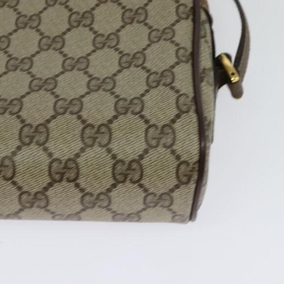 GUCCI GG Supreme Sherry Line Bag Shoulder PVC Beige Mocha  GUCCI GG Supreme Web Sherry Line Bag Pvc Brown Gold 98 02 087